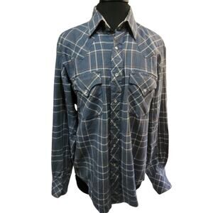 Vintage Blue Plaid Western Snap Up Shirt Size Large